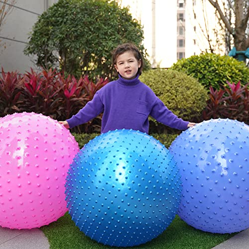 penepico Grande palla di massaggio sensoriale per bambini, palline da yoga rimbalzanti da 85 cm, grande palla di esercizio gonfiabile con picchi tattili (2 set di palline (blu+rosa))