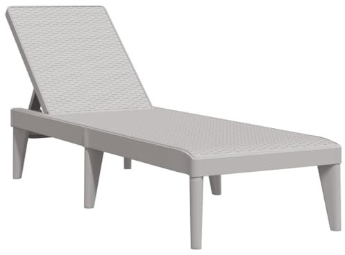 vidaXL Sonnenliege, Gartenliege Verstellbare Rückenlehne, Liegestuhl Liege mit Rattan-Optik, Relaxliege Strandliege Gartenmöbel, Grau PP