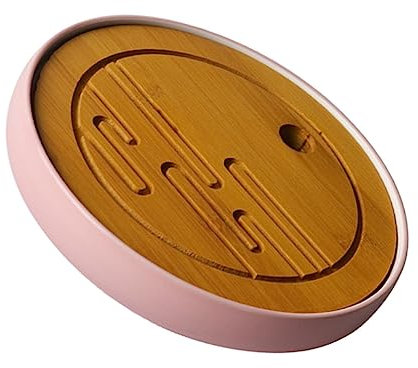 MAGICLULU 1Stk Tee-Tablett Serviertablett aus Keramik Serviertabletts aus Holz Zubehörfach Tassenabtropfplatte Kung Fu Teebrett runden Abtropfschale Trockener Blasentisch Tee Set hölzern