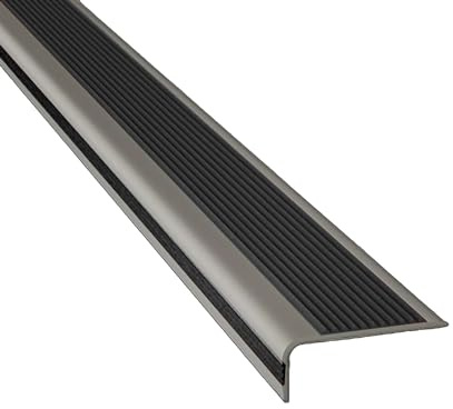 AYHARYLH Treppenkantenprofil Treppenprofil L-Form,Vinyl-Anti-Rutsch-Treppenkante,Selbstklebend Winkelprofil Stufenkantenprofile Antirutsch-Profil Winkelprofil (Color : Nero, Size : 6cm*3cn*L10m)
