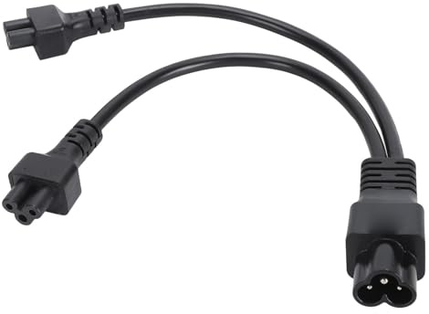 Y-Splitter-Adapterkabel, IEC320 C6-Stecker auf Dual-C5-Buchse, 30 cm Langes Netzkabel mit Umfassender Kompatibilität für Laptop-Netzteile