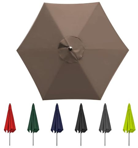 Auvent de rechange pour parasol de terrasse, 6 Baleines/8 Baleines Toile De Rechange Pour Parasol D'extérieur, Protection UV50+, Tissu Polyester, imperméable, Toile de Parasol déporté(Dark top color,6