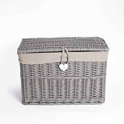 Wickerfield Large Rattan Storage Box, Storage Baskets with Lid, Wicker Storage Trunk with Liner, Bedroom & Bathroom (Large)