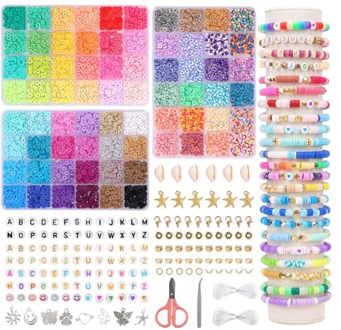 Qikuver 10000+ Stück Perlen Set, 72 Farben DIY Schmuckherstellung Zubehör mit 3 Aufbewahrungsboxen, Perlen für Armbänder, Halsketten & Ringe