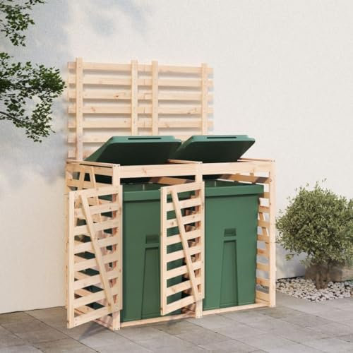 Sufrk Copribidone Doppio in Legno Massello di Pino-Copri Bidoni Spazzatura,da Esterno,Nascondi Bidoni Immondizia,Copertura per Bidone,Gabbia Copribidone,Contenitori,Pattumiera,Box Rifiuti