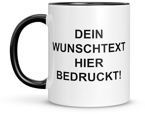 LIEBTASTISCH Personalisierte Tasse – Tasse mit Namen – Spülmaschinen- & Mikrowellengeeignet – In Deutschland bedruckt – 330 ml – Personalisierte & beidseitig bedruckte Tasse – Schwarz