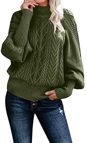 Grobstrickpullover Damen Elegant,Winter Rollkragenpullover Damen Strickpullover Oversize,Einfarbig Sweatshirt Damen Schwarz Langarm Lässiges Stricken Pulli Sweater Oberteile für Herbst Winter Frauen