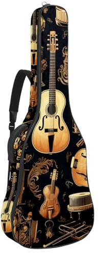 KengjuTesu 109,9 cm (43 Zoll) Akustikgitarre weicher Koffer mit Rucksackgurt und 2 Taschen, bunte Musikinstrumente, D, keine Polsterung, Rucksack, wasserdicht, Oxford-Stoff, Bassgitarre, Gigbag für