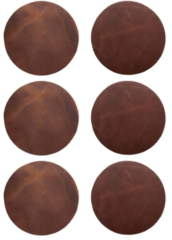 Real Natural Grain Leather Coasters – Durable Non-Slip Distressed Design, Set of 6 for Table Protection in Home, Office, Kitchen, and Bar (Mocha)