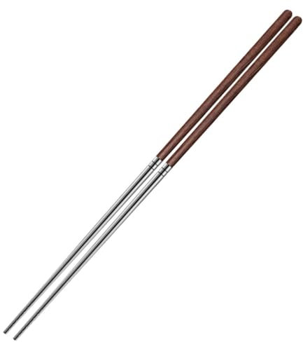 Ciieeo Palillos Para Freír y Cocinar Chinos Largos 40 Cm, Mango De Madera De Pollo Núcleo De Acero Inoxidable 304, Resistentes Al Calor y Antideslizantes, Para Olla Caliente y Freír,