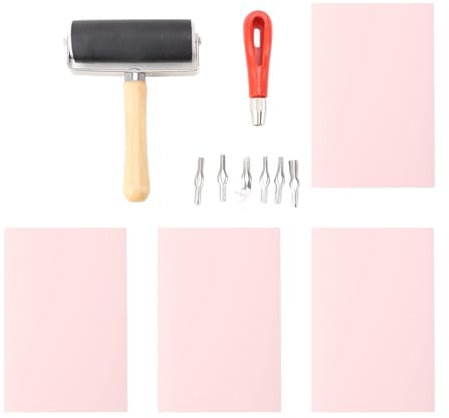 TOPINCN Rubber Block Stamp Making Kit, Rubber Block Stamp Carving Blocks with Rubber Brayer Cutter Tools for Printmaking Printing and Stamp Soft Rubber More Crafts