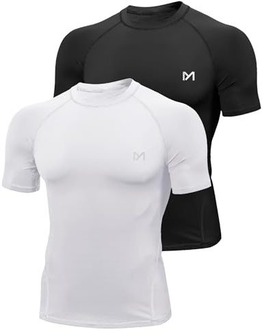 MEETYOO Kompressionströja herr, funktionell skjorta kort/långärmad fitnessskjorta män, sportskjorta, ventilerande löpartröja för löpning, jogging, sport, gym
