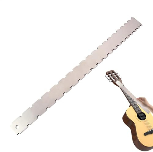 42 x 3,7 x 0,2 cm Lineal für Gitarrenhals aus Edelstahl, Lineal mit Notenschliff für Gitarrenhals, zum Nivellieren des Gitarrenhalses für elektrische Folk-Bässe zur Messung