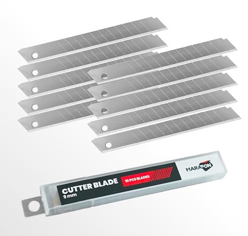MARAPON® Cuttermesser Klingen 9 mm [10 Stk.] Ersatzklingen für Cutter | Hoch präzise Cutter Messer Klingen abbrechbar