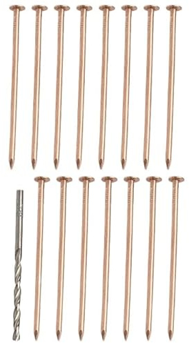 Daaxing Clavos de cobre para matar árboles de 4 pulgadas con broca, juego de puntas de eliminación de raíces de tocones, clavos de cobre para eliminar tocones y raíces (15 piezas)