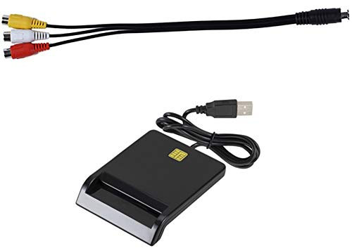 Rdjumpdjo 1 Pcs 4 Pin S-Video To 3 Female TV Adapter Cable & 1 Set for Bank Card Card ID DNIE ATM IC SIM Card Reader