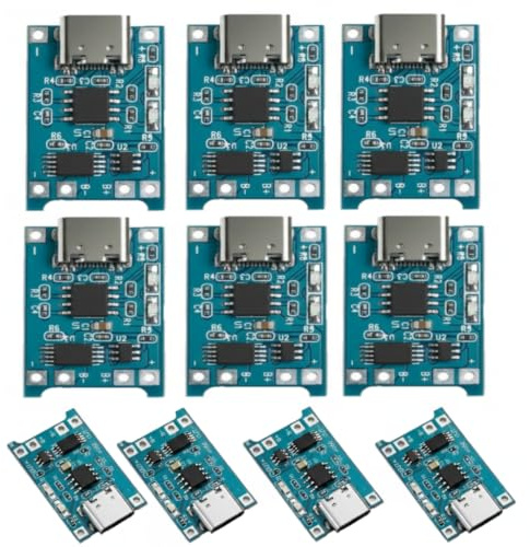 10 Pezzi TC4056 Charger Modulo USB-C 5V 1A Caricabatterie Module Circuito Protezione con Funzioni di Protezione Doppia Type-C Ingresso per Batterie Li-ion 18650