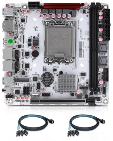 MNBOXCONET Q670 NAS Mainboard 8 Bay LGA 1700, PCIe5.0 x16 Slot Mini ITX Motherboard with 8×SATA3.0, 3×M.2 NVMe DIY Board Dual DDR5 Barebone, USB C 20Gbps with 2 SFF-8643 Cable