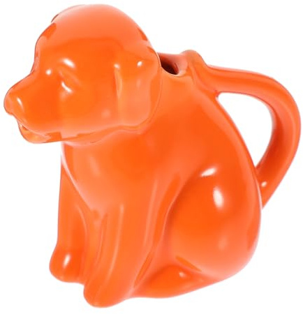 Mipcase Ceramic Animal Milk Jug Cartoon Dog-Shaped Creamer Pitcher Orange Handle Small Ceramic Coffee Cup Suitable for Home and Cafe Use
