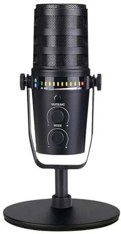 Fluxioxtna Microphone dynamique USB de studio avec suppression avancée du bruit pour le streaming en direct et le micro de podcast vocal