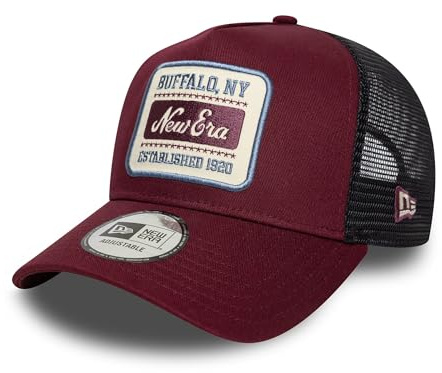 NEW ERA - Cap - Adjustable A-Frame Trucker Cap - Distressed Patch - Olive/White
