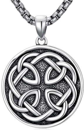 PDTJMTG Collar de nudo celta de plata de ley 925 con colgante de medallón celta para hombres y mujeres