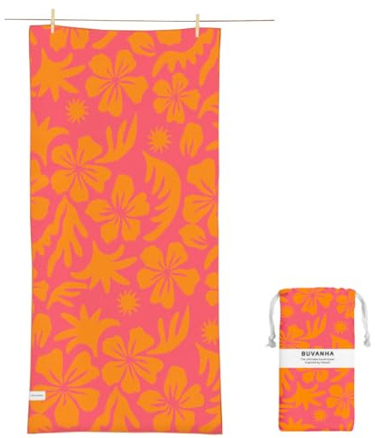 Buvanha Reisehandtuch Schnelltrocknend & Kompakt 200x90 cm - Mikrofaserhandtuch mit Beutel - Sandfreies Strandtuch aus recyceltem Plastik - Hawaii