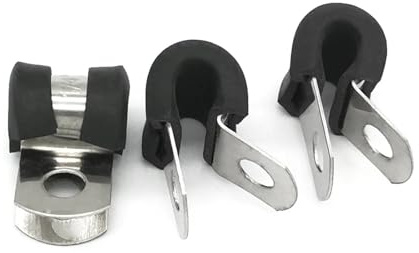 Colliers de serrage for tuyaux en acier inoxydable 304, 20 pièces, type R, avec revêtement caoutchouc, for montage sur câble, colliers fixes Installation Facile(4mm)