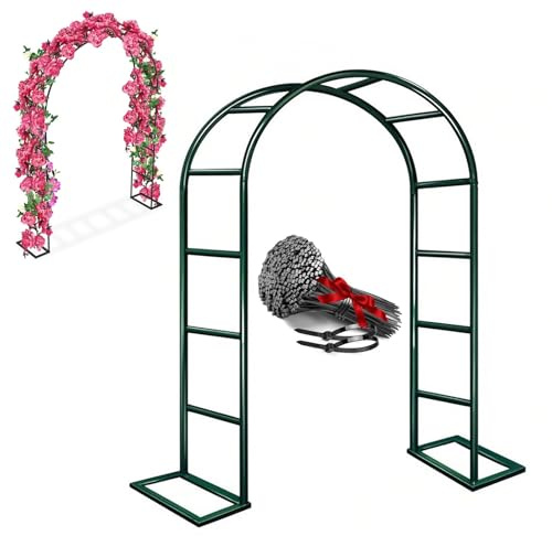 Arco de jardín de metal resistente – 2,0 m y 2,4 m grande para pérgola al aire libre para plantas trepadoras, rosas, flores, puerta, decoración de boda, verde, 300 x 220 cm