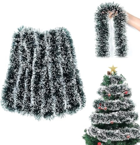 XULEGGNK Guirlande de Sapin de Noël 10M, Décoration Noel Extérieur et Intérieur - Guirlande Noel Sapin Artificiel pour Maison, Guirlande Escalier, Guirlande Porte, Décoration Noël, Vert
