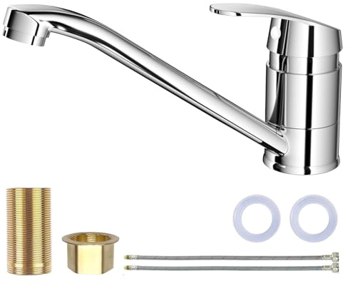 Amdoticknpf Rubinetto Lavello Cucina Miscelatore Monocomando, Miscelatore Cucina Monocomando, Rubinetti Girevole a 360°, Rubinetto, Miscelatore ad Alta Pressione, Facile Installazione, Cromo