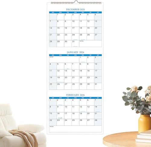 Hochformat 2026 Wandkalender | 3 Monate Wandkalender 2025-2027 | Terminplaner Notizblock Für Pared Tägliches Training Kühlschrank Reise Büros Workout Hochzeit Feier Urlaub