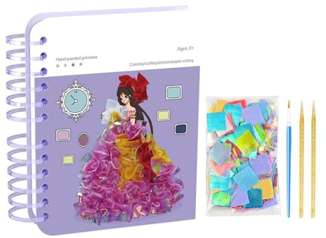 ulapithi Kit per Arte con Punteruolo | Lavoretti Artistici Principesse Con Adesivi E Colori | Giocattolo Educativo per Bambine Scuola Asilo - Ideale per Viaggi in Auto e Aereo