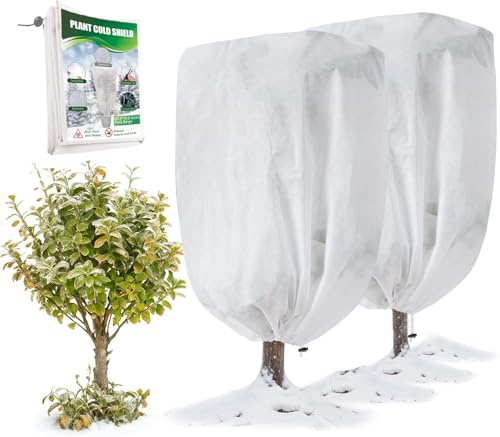 Nuyoah Winterschutz für Pflanze Außen 120x180cm 2Stk Pflanzenschutz Winter Frostschutz Pflanzen für Kübelpflanzen Vlies Winterabdeckung mit Zugband für Olivenbaum Palmen Balkonpflanzen