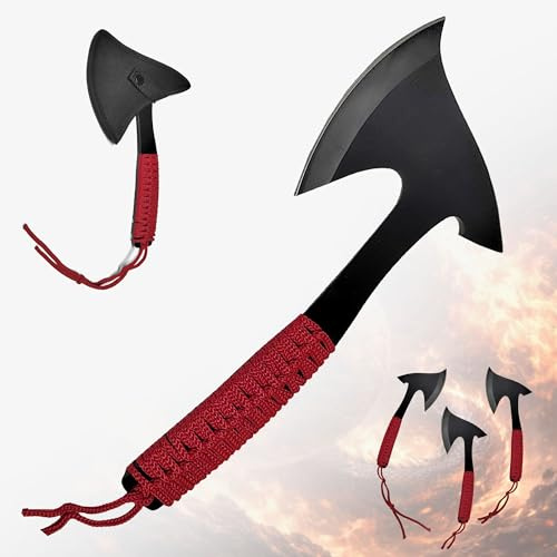 3er Wurfaxt Set 25 cm mit Cordura Scheiden - Taktische Wurfäxte aus Stahl mit Paracord Griff - Throwing Axes Set für Training Outdoor & Zielwerfen
