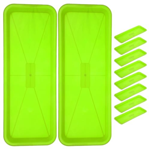 VICASKY Lot de 10 Plateaux de Plantation Rectangulaires Verts en Polypropylène pour Soucoupes Pot de Fleur, Bac de Récupération pour Jardinage Intérieur, Résistance la Casse