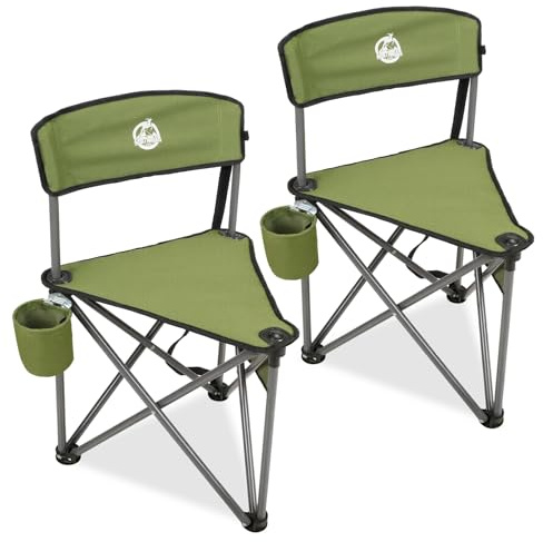 Northroad 2 Pack Tripod Camping Chairs, Portable 3 Legged Folding Tripod Stool Seat with Backrest, Small Compact Lightweight Tripod Chair for Adults Fishing Hunting