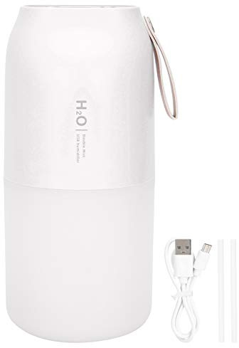 Humidificador Portátil de 300 ml con Doble Boquilla, Humidificador de Aire con Batería Recargable de 2000 mAh, Difusor de Niebla Nano con 2 Velocidades y Luz Nocturna Cálida para H (Blanca)
