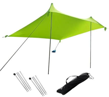 Jiuvaso Tenda da spiaggia con parasole e borsa per il trasporto, facile da montare con 2, riparo dal sole per la famiglia, pesca, campeggio, Verde