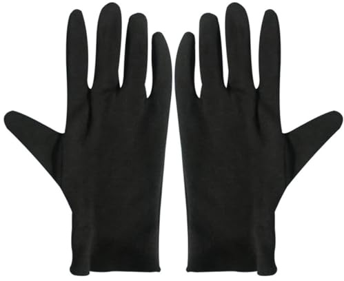 Housoutil 12 Paar Schwarze Baumwollhandschuhe Wiederverwendbare Outdoor Schutzhandschuhe mit Gutem Komfort für Gartenarbeit und Schmuckinspektion Größe S