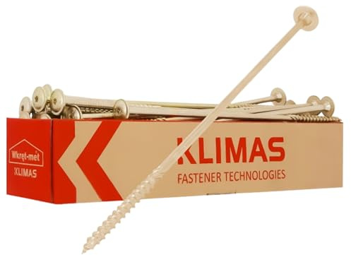 KLIMAS träbyggskruvar 8 x 480 mm tallrikshuvud TX40 galvaniserade | WKCP konstruktionsskruvar långa med partiell gänga för tak, sparrar, träkonstruktion och isolering | 50 stycken