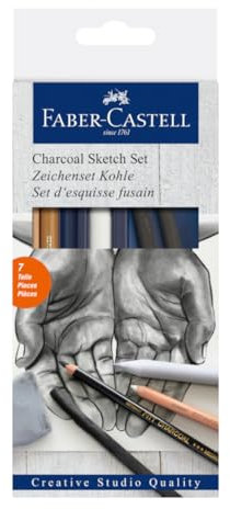 FABER-CASTELL 114002 - Kohle Sketch Set Goldfaber, 7 teilig