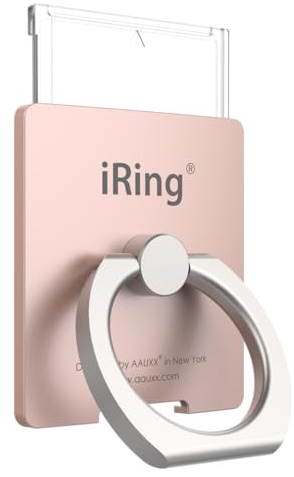 iRing Link-Detachable Plate for Wireless Charging, Include Hook Mount for Wall or Car Cradle. Original AAUXX Cell Phone Ring Grip Finger Holder Mobile Stand, Universally Compatible(Rose Gold)