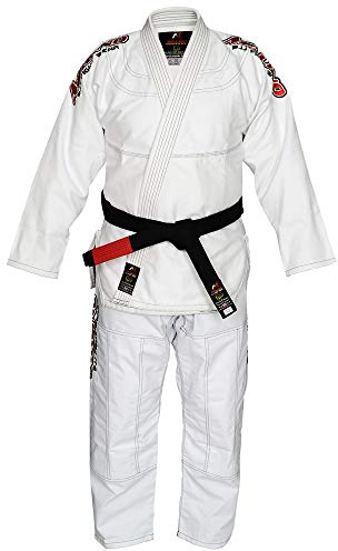 Malino BJJ Gi Full Sublimation Brazilian Jiu Jitsu Suit Pearl Weave Cotton 450Gsm (A3, Bianco)