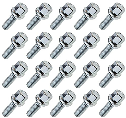 C CARBONADO 20x Radschrauben M12x1,5 SW17 Kugel 30mm Radbolzen | M12x1,5, SW17, Kugelbund, 30mm Schaftlänge, Radbolzen Längenauswahl, für Stahl- oder Alufelgen