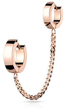beyoutifulthings 1 Knorpel Doppel-Creole Kette Cartilage Labret Piercing-s Tragus Roségold Edelstahl Klick-Verschluss