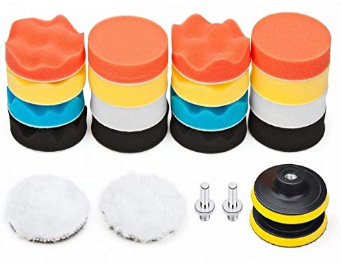 DollaTek 22Pcs Juegos de almohadillas de esponja para pulir taladros, almohadillas de pulido de 3 pulgadas