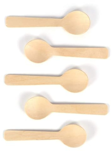 Ejoyous 100 Stück Einweg Holzlöffel, Klein Kochlöffel aus Holz Gewürzlöffel Teelöffel Mini Löffel Hitzebeständiger Umweltschutz Mehrzweck-Holzlöffel Umweltfreundlich biologisch abbaubar