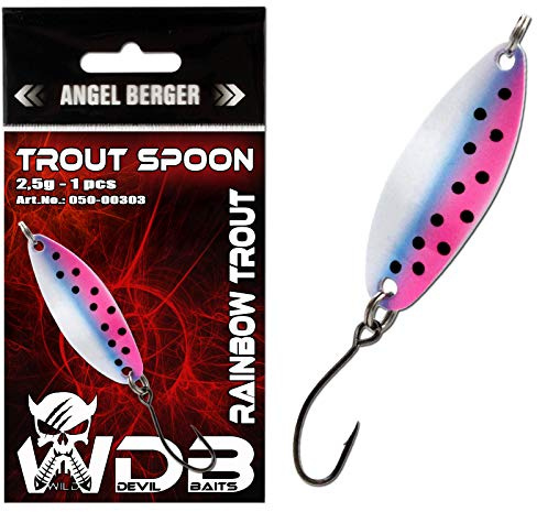 Angel-Berger Wild Devil Baits Trout Spoon Forellen Blinker Mini Spoon Forellenangeln (Rainbow Trout, 3,5cm / 2,5g)