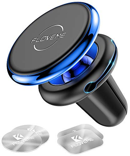 FLOVEME KFZ Handyhalterung Auto Magnet Lüftung, Universal Handyhalter Auto Zubehör mit 5 Starke Magnet 4 Metallplatten, Kompatibel für iPhone Samsung Huawei - Blau